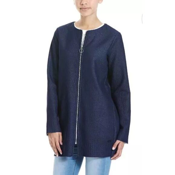 Bench BLFA1468 Full Zip Jacket Lined Cardigan •Women S• Maritime Blue Collarless - Picture 1 of 14